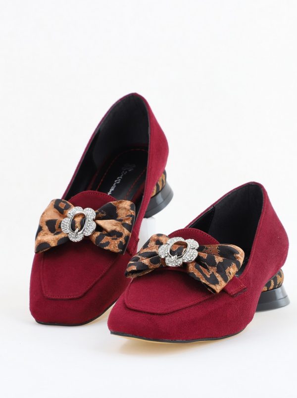 Pantofi eleganți Bordo cu detali strălucitoare și fundă sofisticată (BS140BA2504303) 119