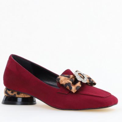 Pantofi eleganți Bordo cu detali strălucitoare și fundă sofisticată (BS140BA2504303)
