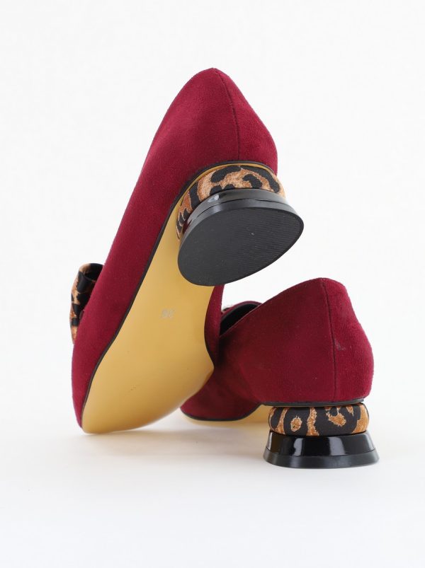 Pantofi eleganți Bordo cu detali strălucitoare și fundă sofisticată (BS140BA2504303) 121