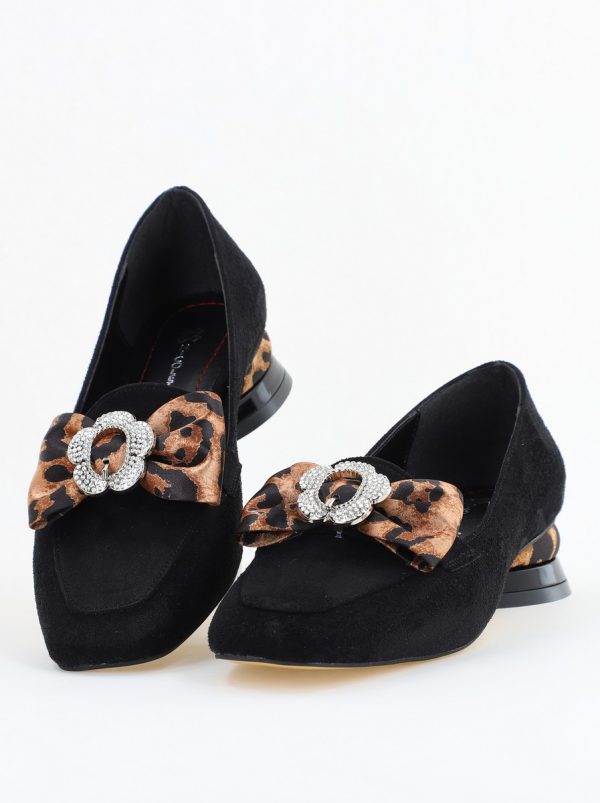 Pantofi eleganți Negri cu detali strălucitoare și fundă sofisticată (BS140BA2504304) 119
