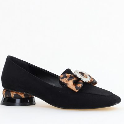 Pantofi eleganți Negri cu detali strălucitoare și fundă sofisticată (BS140BA2504304)
