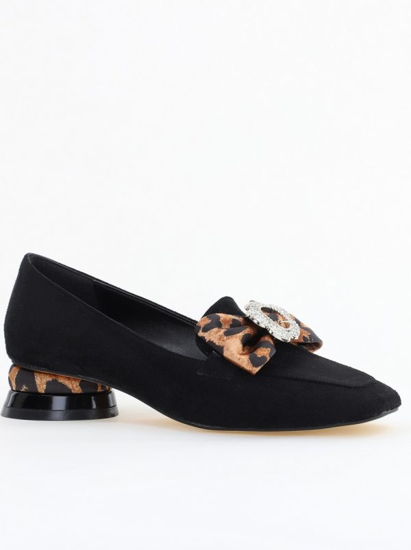 Incaltaminte Dama - Pantofi eleganți Negri cu detali strălucitoare și fundă sofisticată (BS140BA2504304)