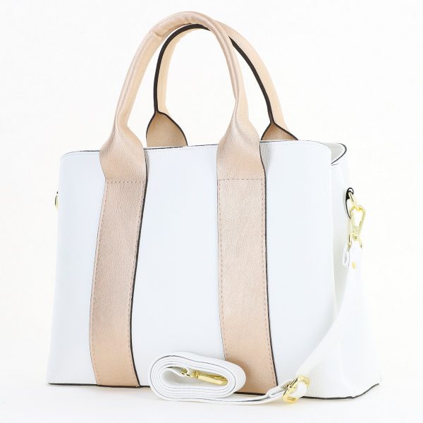 Geantă damă casual Alb cu auriu cu trei compartimente Laura Biaggi BS373MG2505903 121