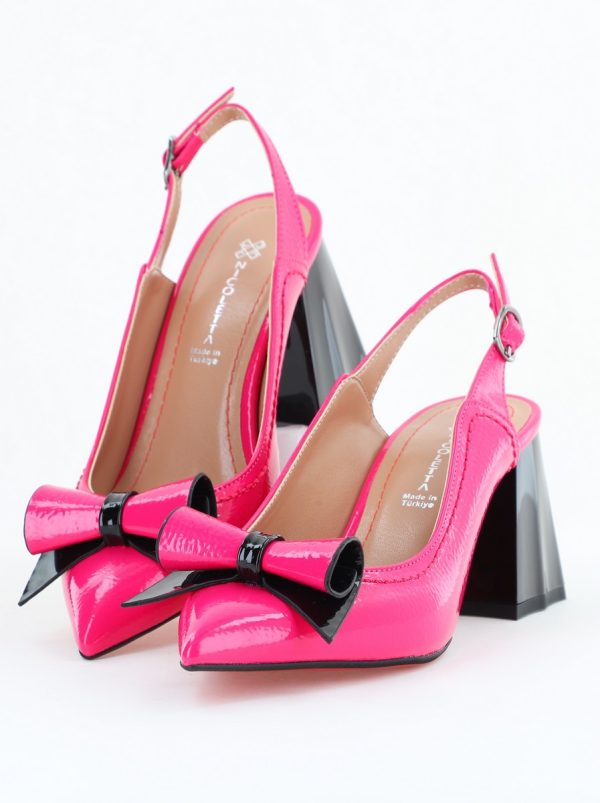 Pantofi Damă Decupați cu Toc Gros Fuchsia lac din Piele Ecologică Nicoletta BS2010-1D2505341 120